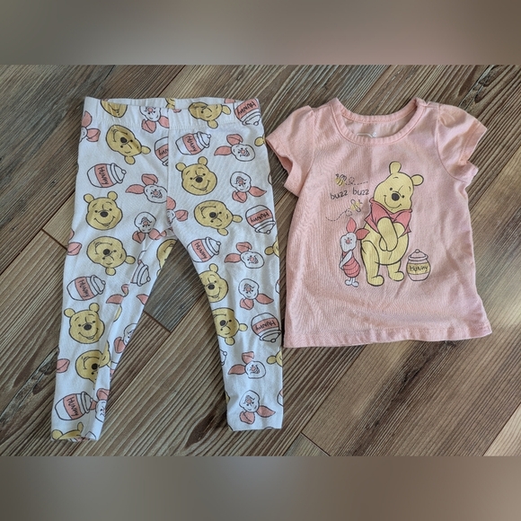 Disney Other - Disney Winnie the Pooh Piglet Honey Bee 2 Piece Short Sleeve Top Pants Set 12 M